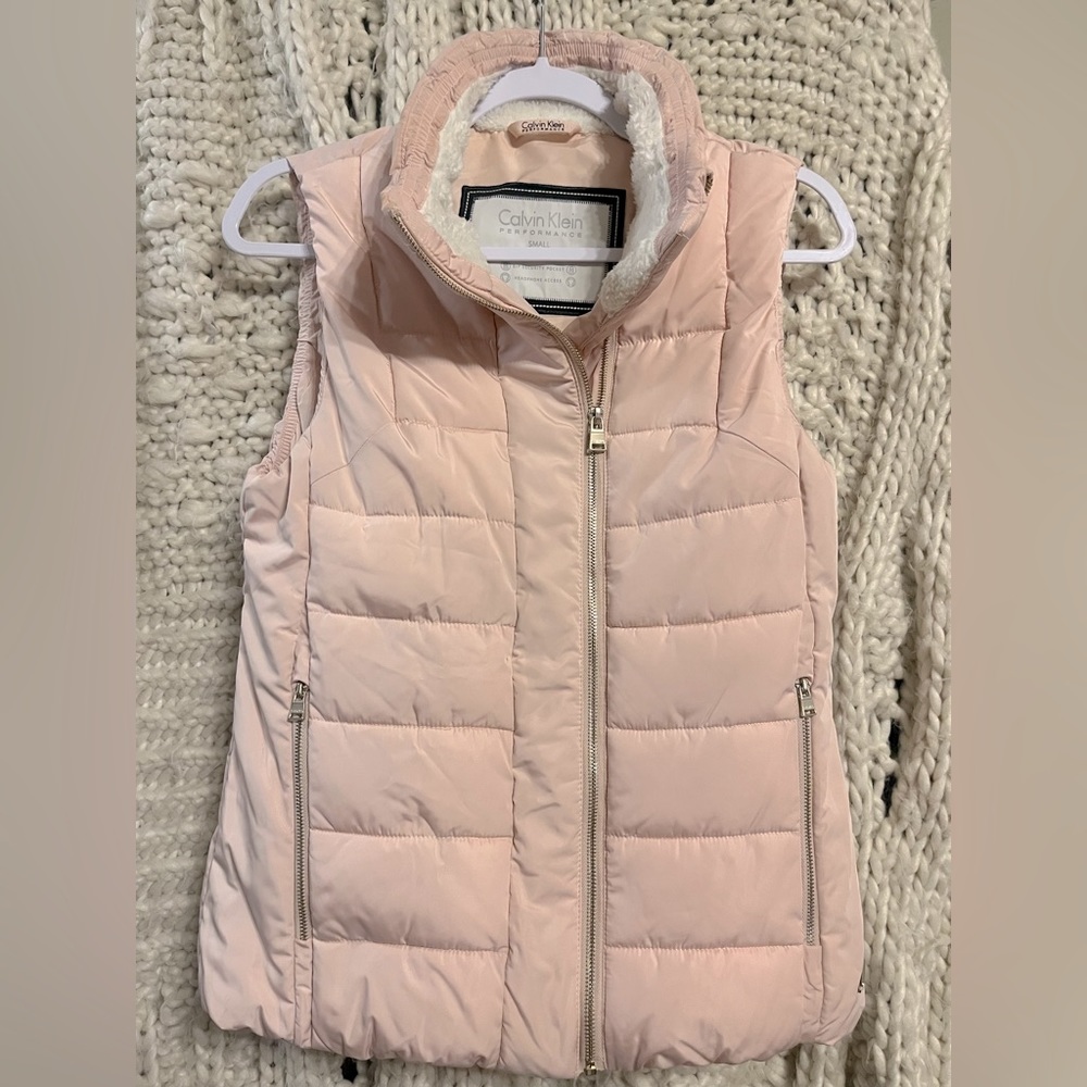 Blush Pink Calvin Klein Vest w/ zipper pockets size Small.